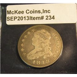 234. 1818 U.S. Capped Bust Quarter. F-12.