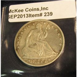 239. 1855 O U.S. Seated Liberty Half Dollar. EF 40.