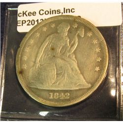 248. 1842 P U.S. Seated Liberty Dollar. F-12.
