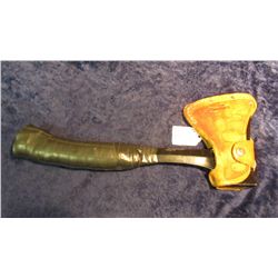 358.  Estwing  Hand Axe and Leather Scabbard. Handle is taped to provide a better grip.