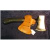 Image 2 : 358. "Estwing" Hand Axe and Leather Scabbard. Handle is taped to provide a better grip.