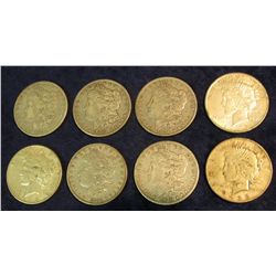 1506. 1879P F-12, (2) 80P F & VF, 87 O VF, 88 O VF, 22D EF, 28S VF, & 35S VF U.S. Silver Dollars.