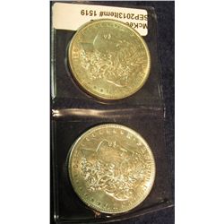 1519. 1890 P & 91 P Morgan Silver Dollars. Choice AU to Brilliant Unc.