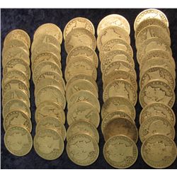 1534. $27.00 face value in U.S. 90% Silver Barber Halves. Most grade AG-VG.