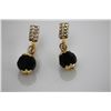 Image 2 : 14K GOLD PLATED CZ BLACK EARRING