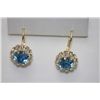 Image 1 : 14K GOLD PLATED WHITE AND BLUE CZ EARRINGS