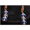 Image 1 : 14K GOLD PLATED CZ AND BLUE CZ DANGLING EARRINGS