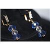 Image 2 : 14K GOLD PLATED CZ AND BLUE CZ DANGLING EARRINGS