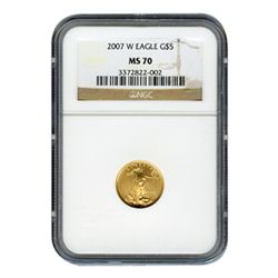 Certified Burnished American $5 Gold Eagle MS70 NGC (Da