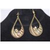Image 1 : 14K GOLD PLATED CZ CLEAR DANGLING FLOWER EARRINGS