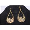 Image 2 : 14K GOLD PLATED CZ CLEAR DANGLING FLOWER EARRINGS