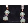 Image 1 : 14K GOLD PLATED CZ AND GREEN CZ DANGLING EARRINGS