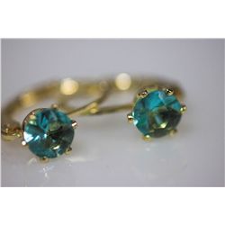 14K GOLD PLATED CZ LIGHT BLUE EARRINGS