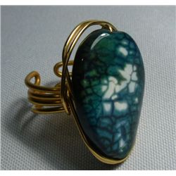 21.00CTW GREEN AGATE ALUMINUM WIRED ADJUSTABLE RING