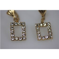 14K GOLD PLATED AND CZ SQUARE CUT EARRINGS