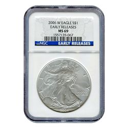 Burnished  Silver Eagle MS69 Early Release NGC