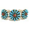 Image 1 : Old Pawn Zuni Coral & Turquoise Sterling Silver Cuff Bracelet - Robert Eustace