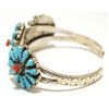 Image 3 : Old Pawn Zuni Coral & Turquoise Sterling Silver Cuff Bracelet - Robert Eustace