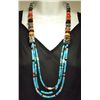 Image 1 : Navajo Turquoise & Multi-Stone 30" 3-Strand Necklace - Richard Singer