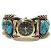 Image 1 : Old Pawn Navajo Turquoise Sterling Silver Cuff Bracelet Women's Watch - VV?