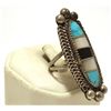 Image 2 : Old Pawn Navajo Multi-Stone Inlay Sterling Silver Women's Ring