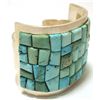 Image 2 : Old Pawn Navajo Kingman Turquoise Overlay Sterling Silver Cuff Bracelet - Tommy Jackson