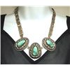 Image 1 : Old Pawn Navajo Spider Web Kingman Turquoise Sterling Silver Necklace - Herbert Begay