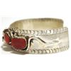 Image 3 : Zuni Coral Sterling Silver Snake with Turquoise Eyes Cuff Bracelet - Effie Calavaza