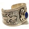 Image 2 : Old Pawn Navajo Lapis Lazuli Sterling Silver Kachina Dancer Cuff Bracelet - FB