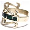 Image 3 : Old Pawn Spider Web Kingman Turquoise Inlay Sterling Silver Cuff Bracelet