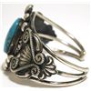 Image 3 : Old Pawn Navajo Spider Web Kingman Turquoise Sterling Silver Cuff Bracelet - JM