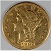 Image 1 : 1883-CC $20.00 GOLD LIBERTY XF