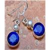 Image 1 : 3.40g Earring of Sapphire and Pearl Sterling Silver
