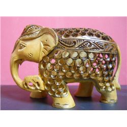 Wooden Decorative Elephant With Baby Inside