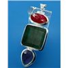 Image 1 : 6.50g Pendant of Emerald,Ruby & Sapphire Sterling Silver