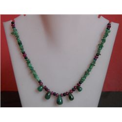 Emerald,Ruby & Sapphire 104.50 Ct Necklace Sterling Silver