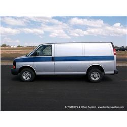 2003 Chevrolet Express Cargo Van, 153,984 Miles VIN: 1GCGG25U031199969 Full-Size, RWD, V8, 6.0L Titl