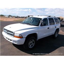 2003 Dodge Durango, 4WD, 86,429 MILES VIN: 1D4HS48Z33F558730     SUV, 4WD, V8, 5.9L TITLE # 03093034