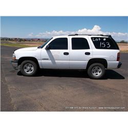 2002 Chevrolet Tahoe, 4WD, 124,967 MILES VIN: 1GNEK13ZX2J306806                        SUV, 4WD, V8,