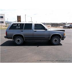 1993 Chevrolet S-10 Blazer, 4WD, 137,002 MILES VIN: 1GNDT13W3P2155310 SUV, 4WD, V6, 4.3L TITLE # 132