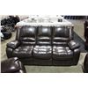 Image 2 : 3 PIECE BROWN LEATHER RECLINING SOFA LOVESEAT AND CHAIR