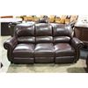 Image 2 : 3 PIECE WINE STUDDED LEATHER RECLINING SOFA , LOVESEAT AND CHAIR