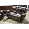 Image 3 : 3 PIECE WINE STUDDED LEATHER RECLINING SOFA , LOVESEAT AND CHAIR
