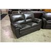 Image 1 : CONTEMPORARY BROWN LEATHER LOVESEAT