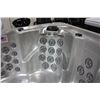 Image 5 : 89" X 89" CAL SPAS XTREME SERIES HOT TUB WITH OYSTER OPAL INTERIOR AND MAHOGANY CABINET.