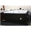 Image 1 : 92" X 92" CAL SPAS HOT TUB WITH SNOW WHITE INTERIOR AND SMOKE GREY CABINET.