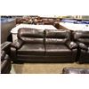 Image 2 : 5 PIECE MODERN BROWN LEATHER SOFA, TWO LOVESEATS, CHAIR AND OTTOMAN