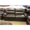 Image 2 : 4 PIECE MODERN BROWN LEATHER SOFA, TWO LOVESEATS AND CHAIR