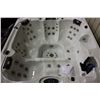Image 2 : 92" X 92" CAL SPAS ESCAPE SERIES HOT TUB WITH STERLING SILVER INTERIOR AND MAHOGANY CABINET.