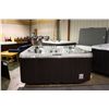 Image 1 : 82" X 82" CAL SPAS COLEMAN SERIES HOT TUB WITH OYSTER OPAL INTERIOR AND GREY MIST CABINET.